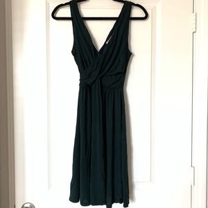 Loft  Hunter Green Crossover Swing Dress